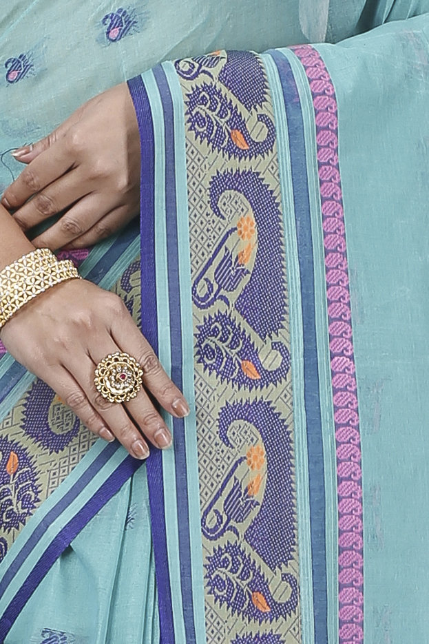 Dark Green Pure Cotton Utkal Tant Saree (1140)